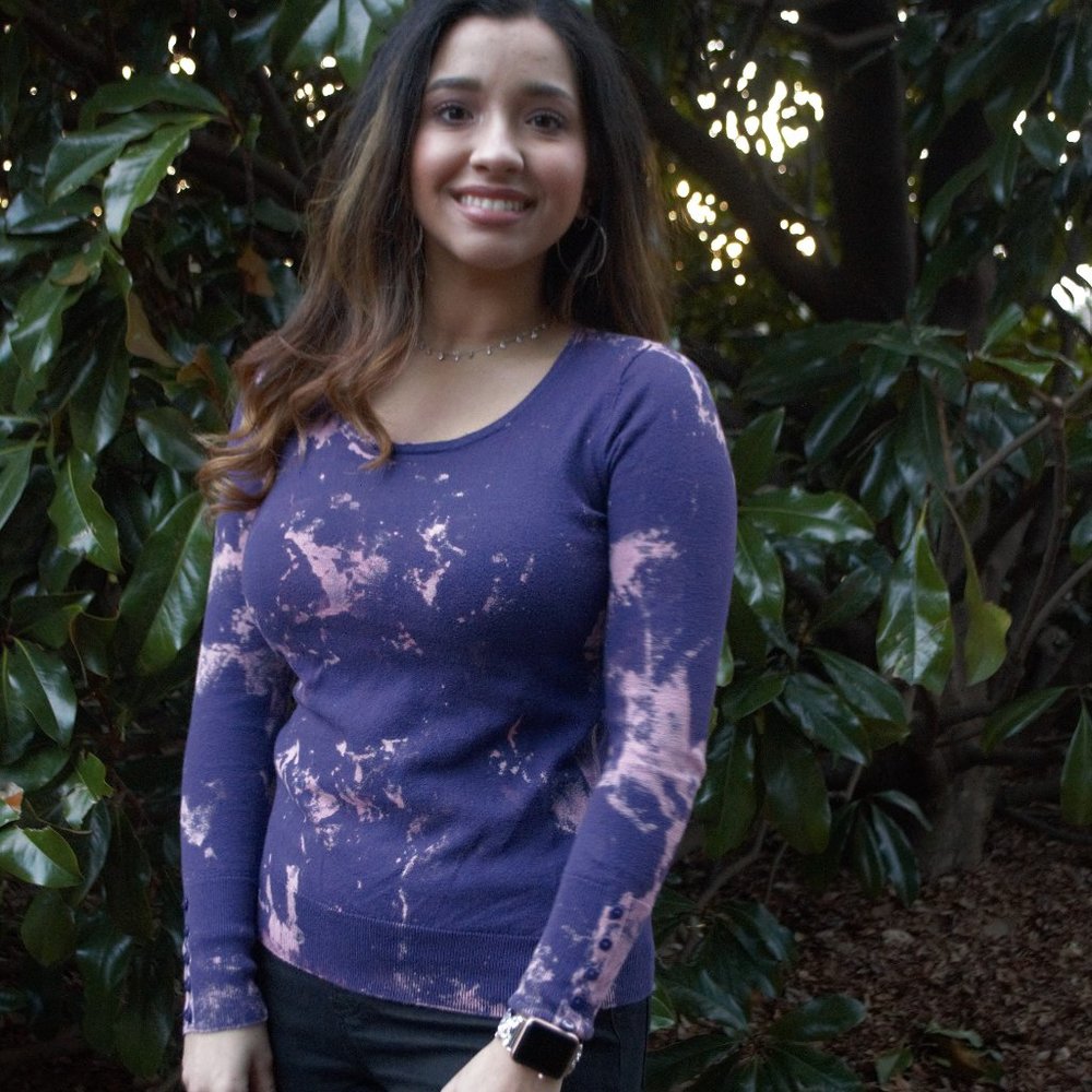 Purple Bleach Dyed Loft Sweater